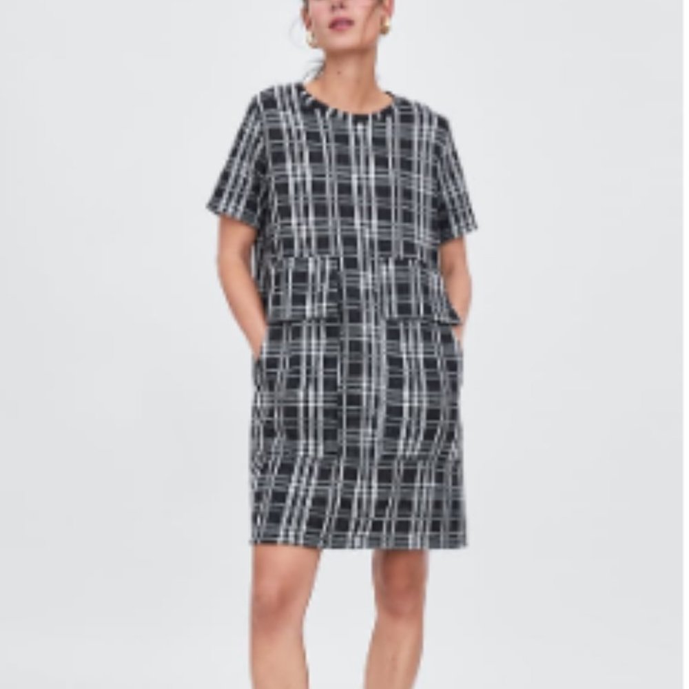 Zara Plaid Jacquard Dress